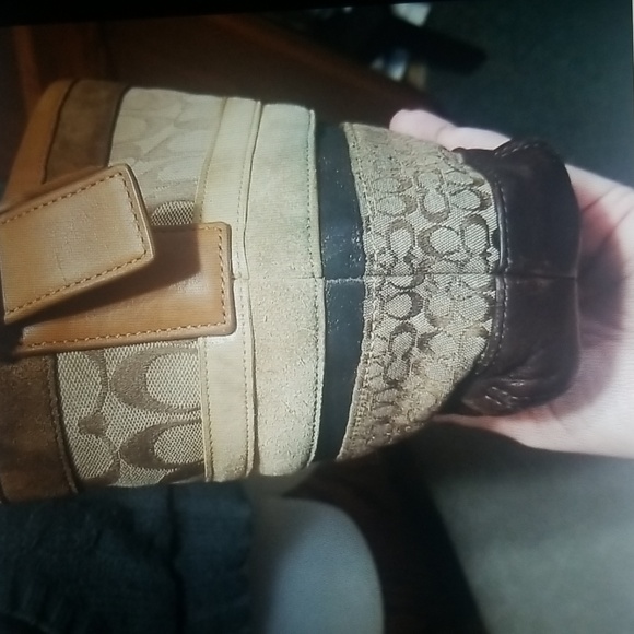 Coach Suede and Leather Striped Signature Shoulder Bag๐ - Picture 7 of 16